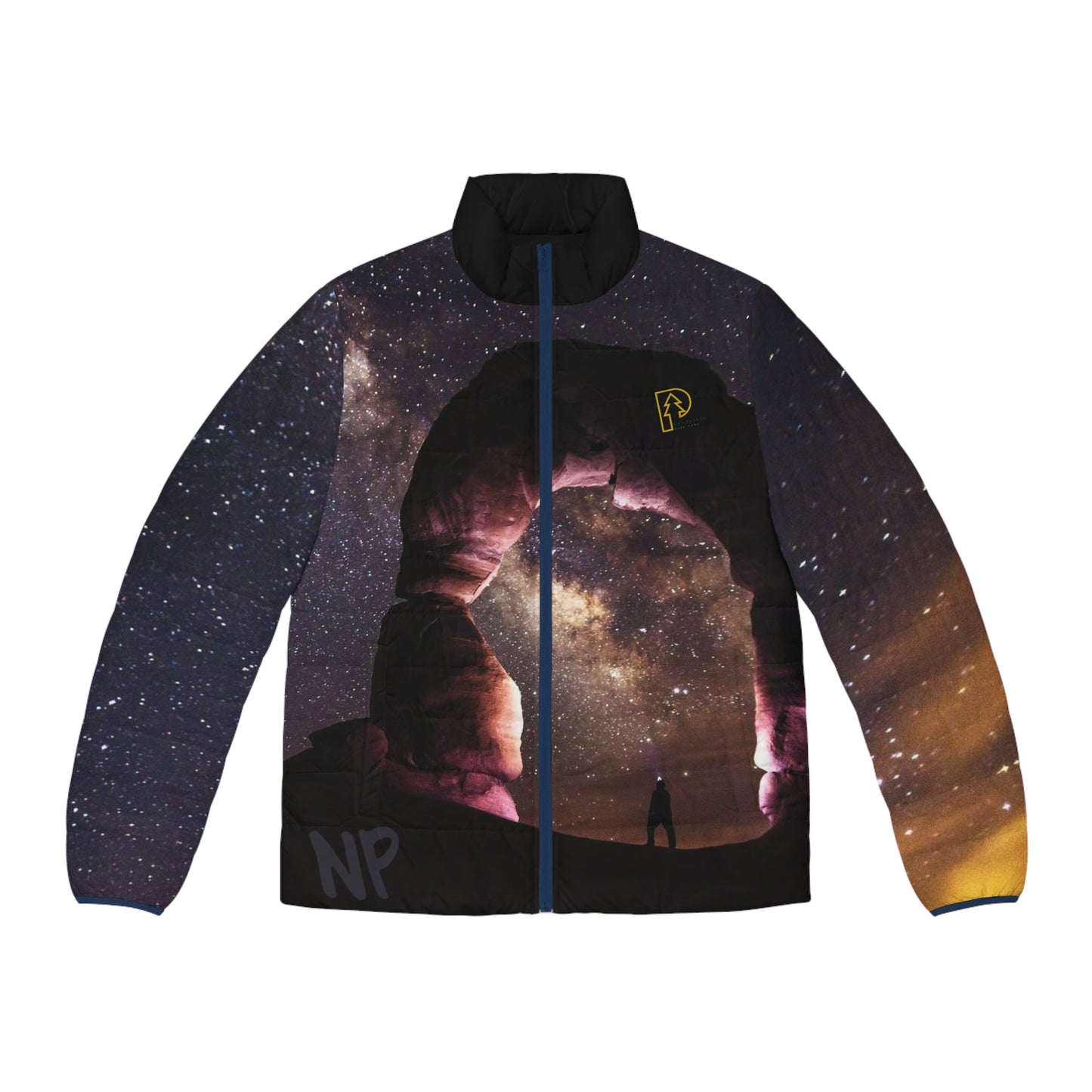 Prepare for takeoff! This is this the night sky at it's best, and you get to wear it! Men's Puffer Jacket (AOP)