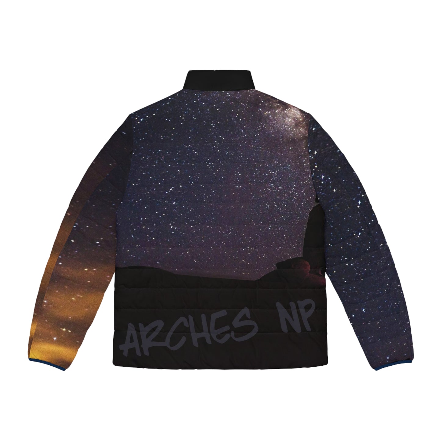 Prepare for takeoff! This is this the night sky at it's best, and you get to wear it! Men's Puffer Jacket (AOP)