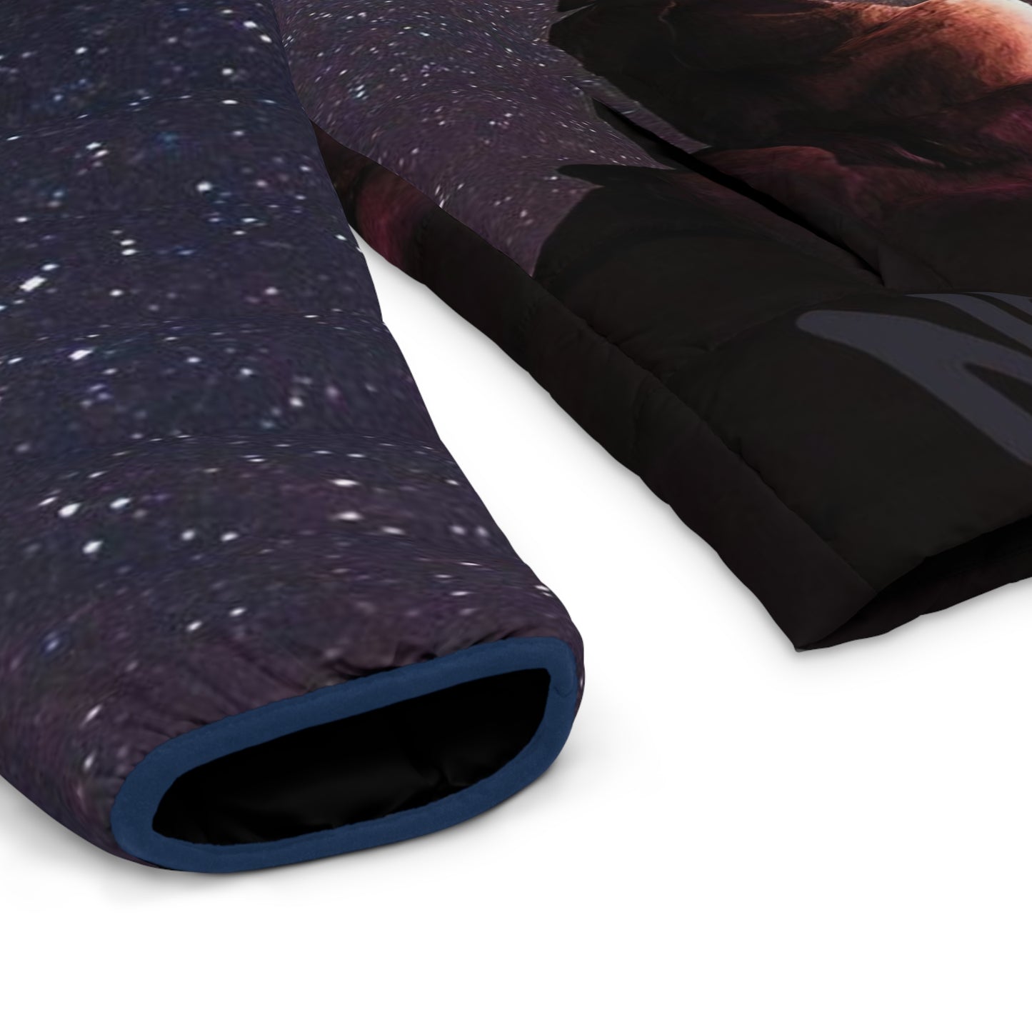 Prepare for takeoff! This is this the night sky at it's best, and you get to wear it! Men's Puffer Jacket (AOP)