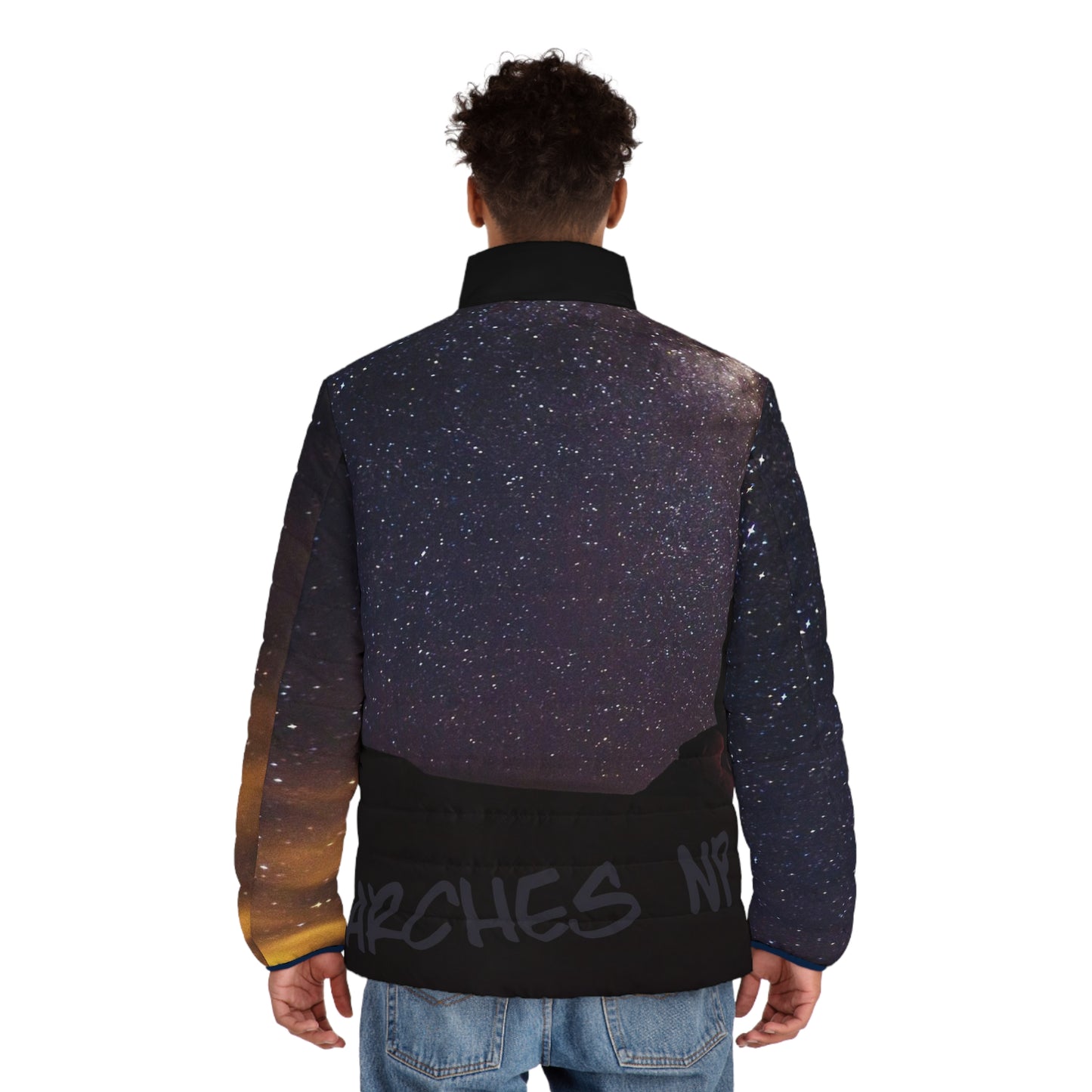 Prepare for takeoff!  This is this the night sky at it's best, and you get to wear it!  Men's Puffer Jacket (AOP)