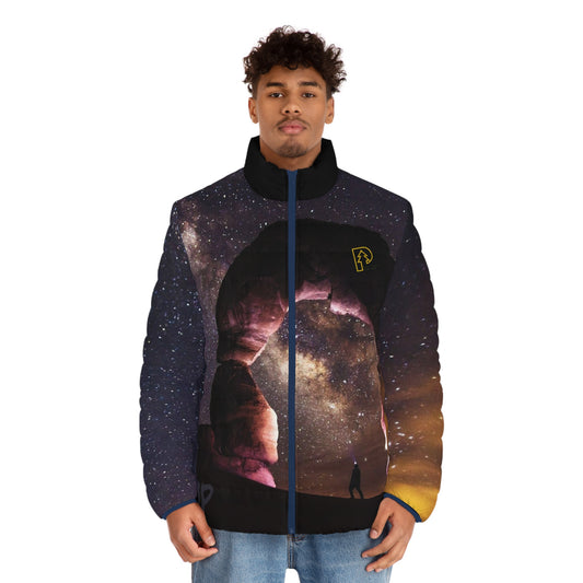 Prepare for takeoff!  This is this the night sky at it's best, and you get to wear it!  Men's Puffer Jacket (AOP)