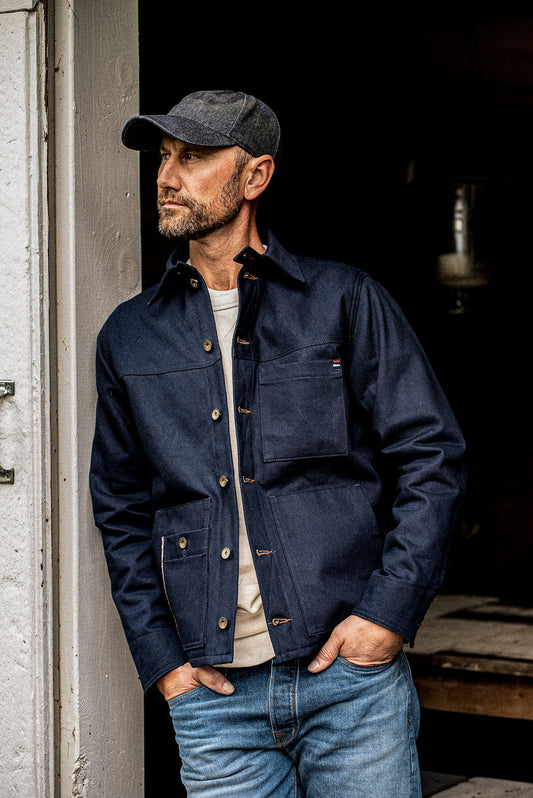 Nico | Wool Lined Raw Selvedge Coat - Navy